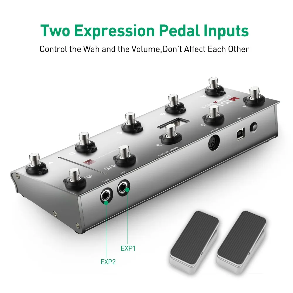  MIDI Commander Guitar Portable USB Midi Foot Controller With 10 Foot Switches 2 Expression Effect P