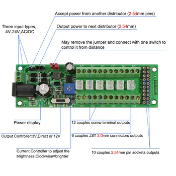 1 Unit Power Distribution Board Self-adapt Power Distributor+Accessories LED Light Hub PCB012