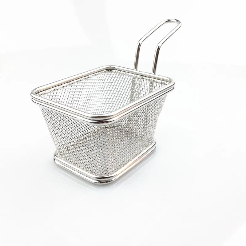 Novelty Kitchen Cooking Tools Stainless Steel Fryer Serving Food Presentation Basket French Fries Rack
