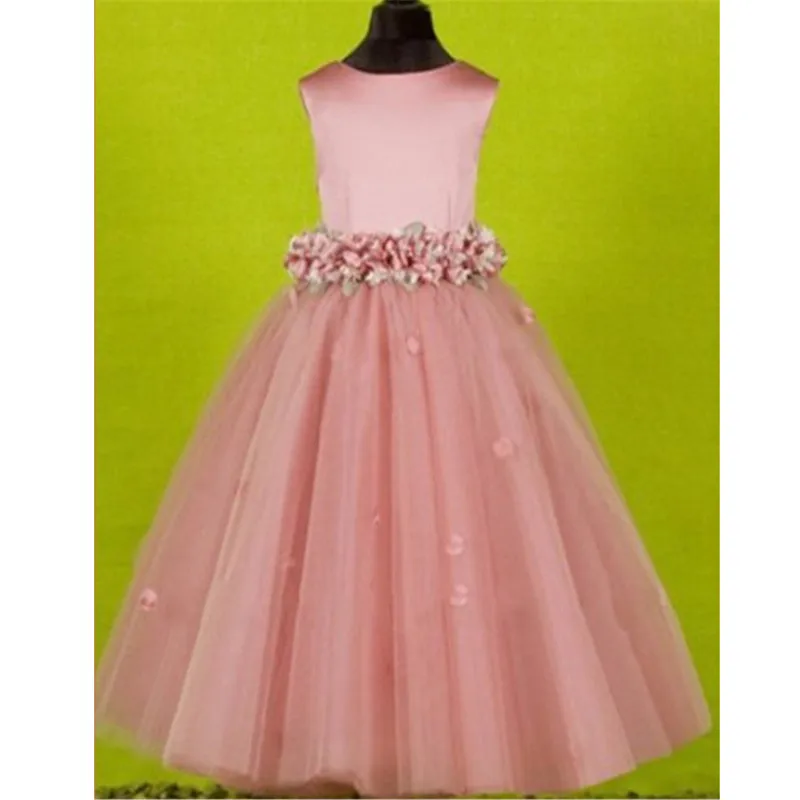Розовые Платья с цветочным узором для девочек; торжественные платья для детей; кружевная Апликация трапециевидного силуэта; платье для первого причастия