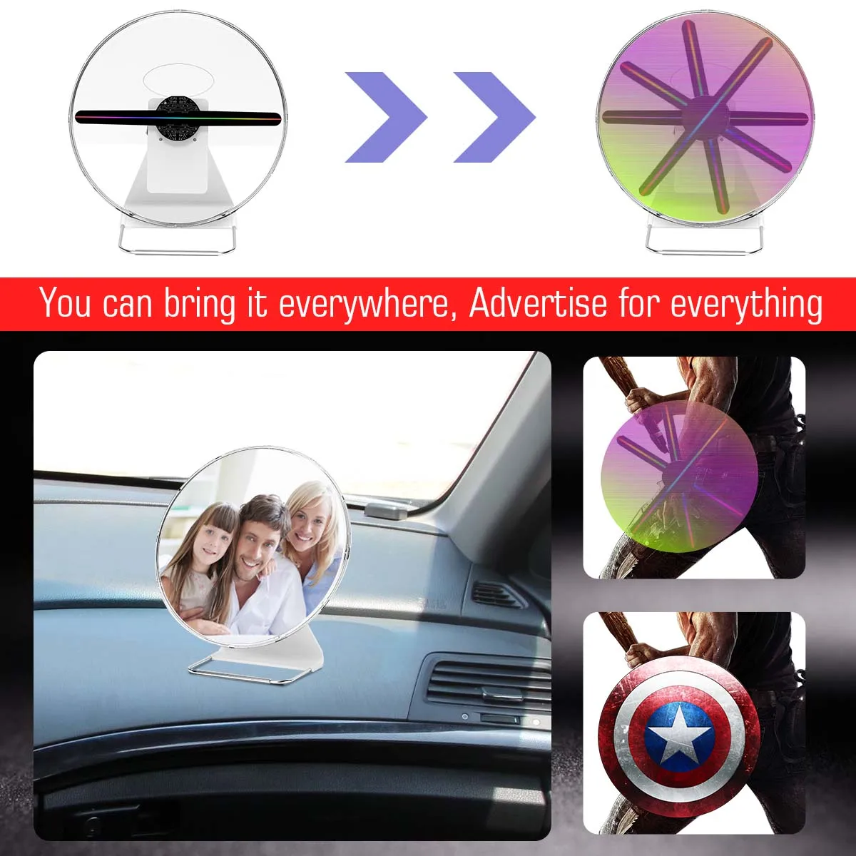 30cm 3D advertising hologram fan Projector light display holographic rechargeable WIFI videos holograma 16GB 256 LED Lamp beads 30cm 3D advertising hologram fan Projector light display holographic rechargeable WIFI videos holograma 16GB 256 LED Lamp beads