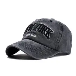 OZyc промытый с песком 100% хлопок Бейсболка hat для женщин мужчин vintage dad hat Нью-Йорк с вышитыми буквами спортивные кепки для улицы