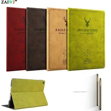 Чехол ZAIWJ с рисунком оленя в стиле ретро для iPad Pro 9,7, умный флип-чехол для сна/пробуждения, 3D рельефный кожаный чехол с подставкой