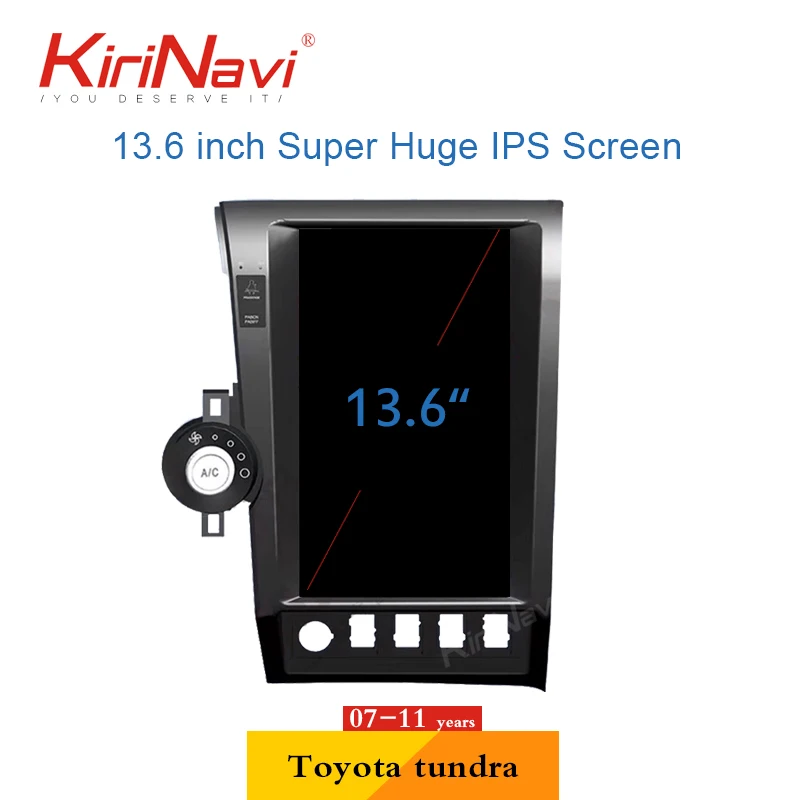 Clearance KiriNavi 13.6" Telsa Style Vertical Screen 1 Din Android Car Radio For Toyota Tundra Car Multimedia Player Auto Gps Navigation 1