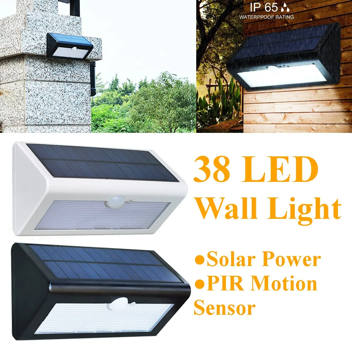 

38pcs LED Solar Sensitive PIR Motion Sensor Outdoor Waterproof Wall Light Lamp