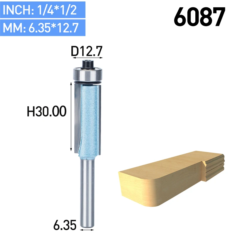 HUHAO 1 шт. 1/" хвостовик для промывания и подравнивания фрезы для древесины обрезные фрезы с подшипником деревообработки промышленного класса фрезы - Длина режущей кромки: 6087