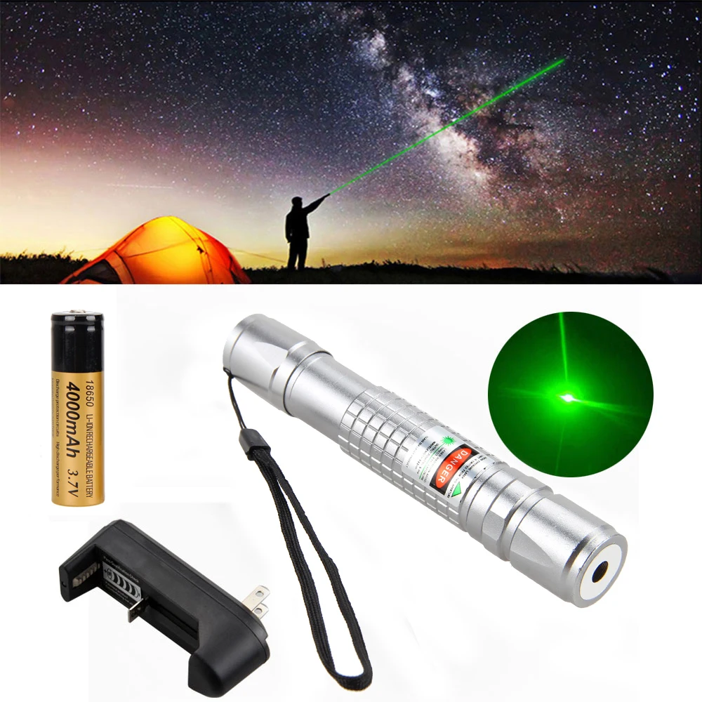 Высокомощный зеленый лазерный свет 650нм 1 мВт лазерный указатель регулируемый фокус тактическая лазерная ручка свет+ Rechargeab 18650 батарея+ зарядное устройство
