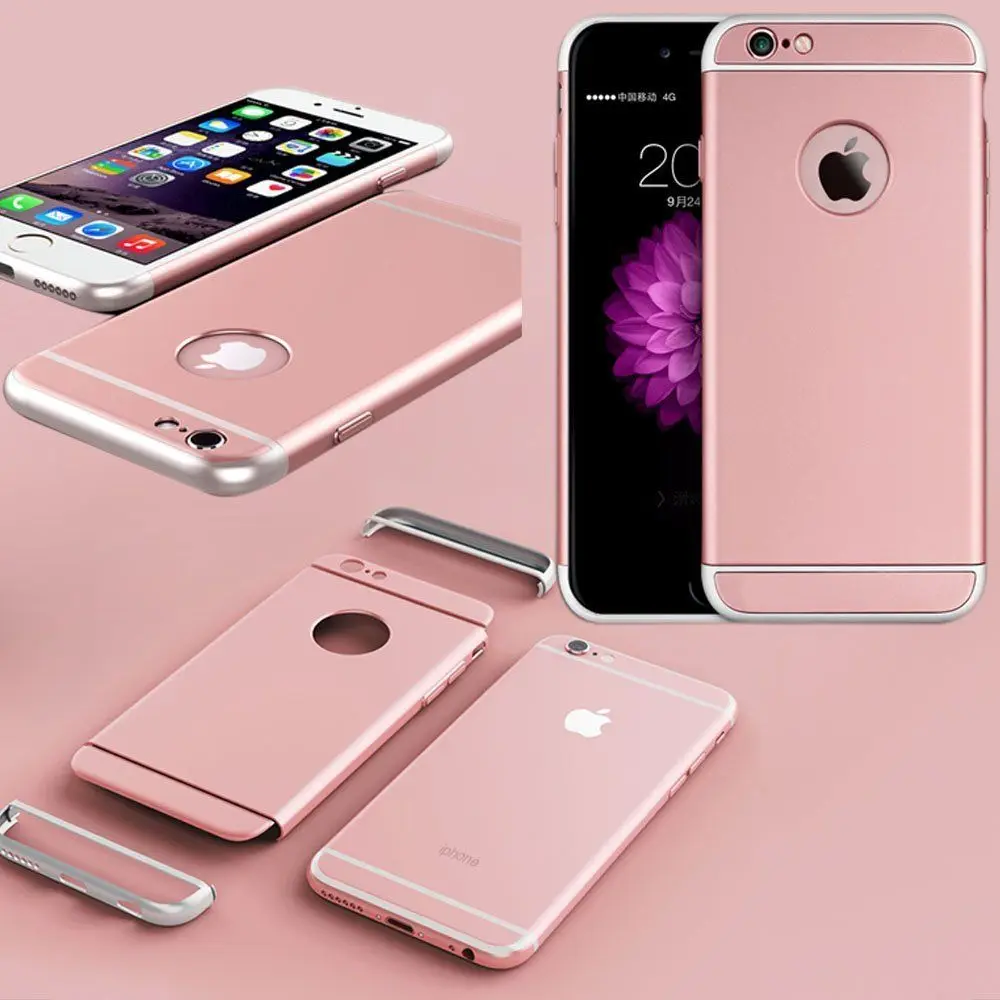 

Premium Luxury All Around 360 Case For iphone 8 7 Plus 6s Plus Full Body Cover 3 in 1 Removable Metal Feeling Cover Capinha Para