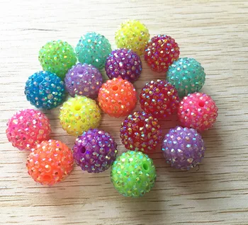 

20mm 100Pcs/lot mix color (Neon effect) AB Resin Rhinestone Chunky Beads,for chunky beads necklace