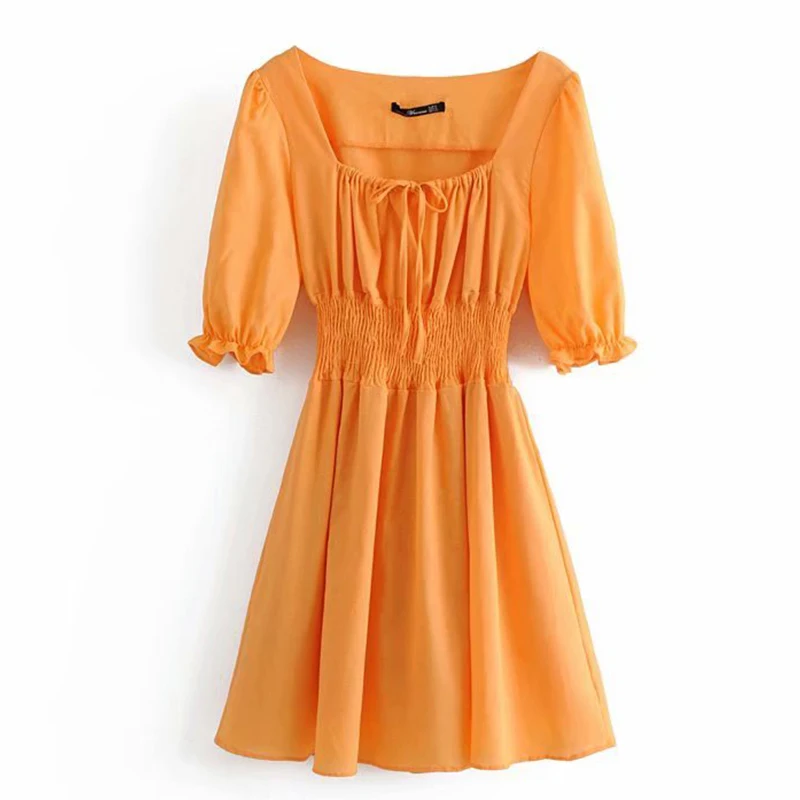 Women's Clothing Dress 2019 Cotton And Linen With Square Collar Dress Ms Summer Street Sexy Slim Fit Temperament Clothing