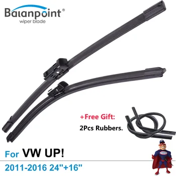 

2Pcs Wiper Blades + 2Pcs Free Rubbers for Volkswagen UP! 2011-2016 24"+16", Direct Fit Windscreen Wipers