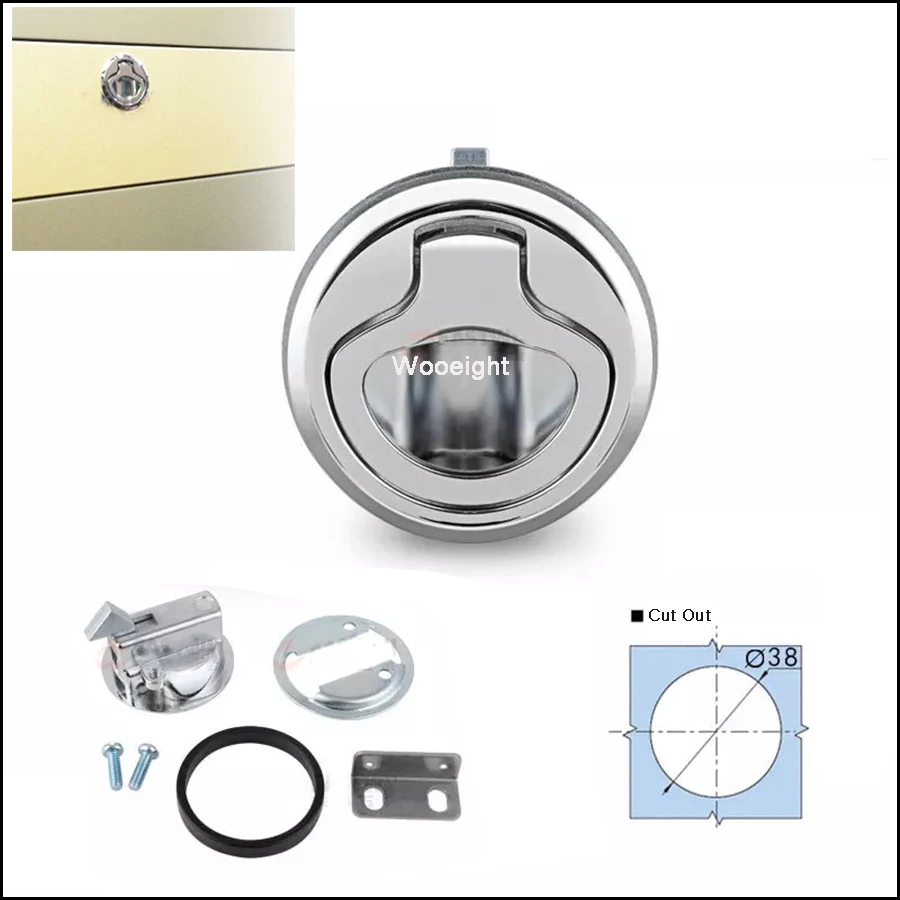 Marine Round Slam Hatch Latch Flush Pull Latch Zinc Alloy Chrome Finished Lift Handle Deck For RV Marine Boat Hardware (2)