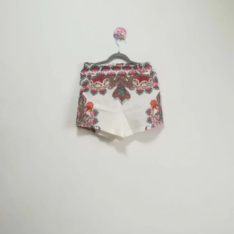 Новые женские комплекты с принтом пышный длинный рукав Женщины топы с открытыми плечами шорты высокого качества в винтажном стиле комплекты из 2 предметов