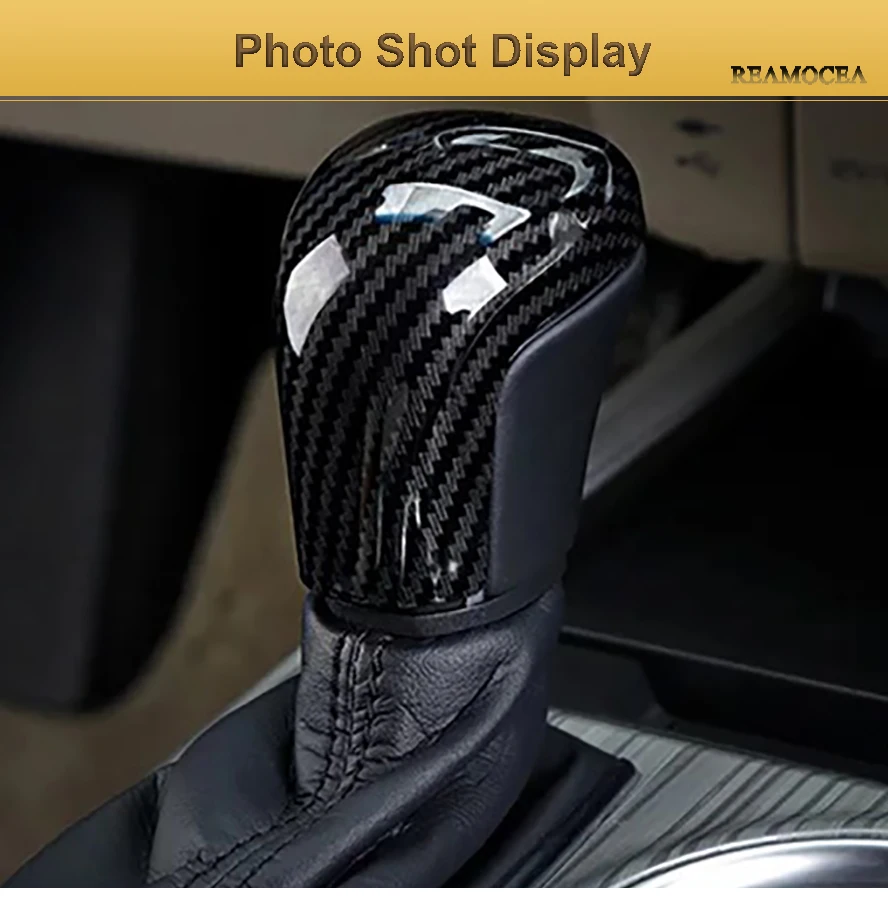 Reamocea Car Interior Carbon Fiber Texture Gear Shift Knob Frame Cover Trim Fit For Toyota Camry 2018 (14)