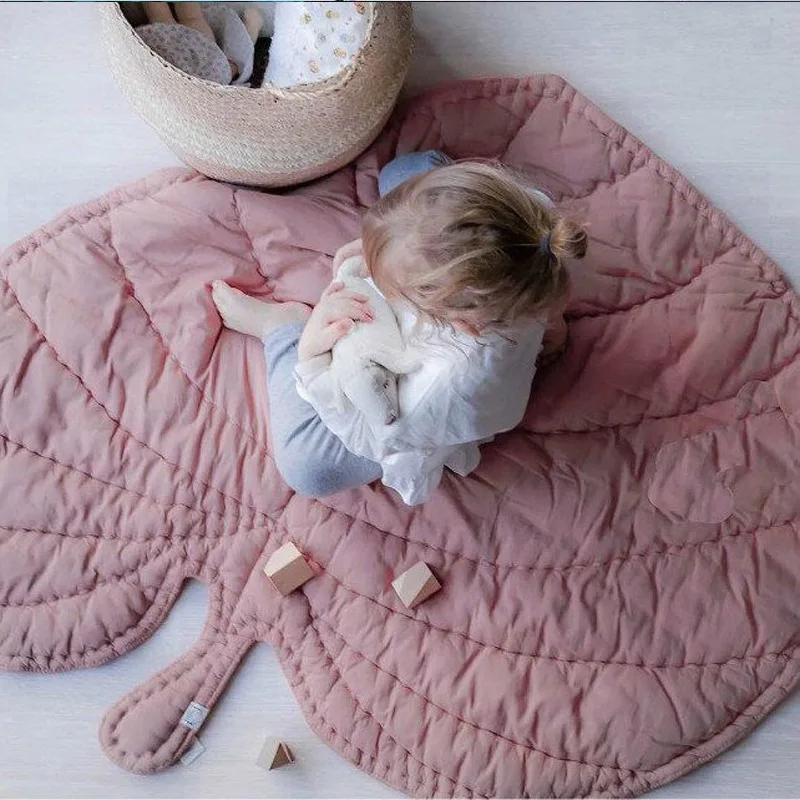 

Nordic Play Mat Baby Leaf Heart Shape Game Blanket of Playing Soft Cotton Bebe Carpet Rugs Child Sitting Sofa Room Decoration