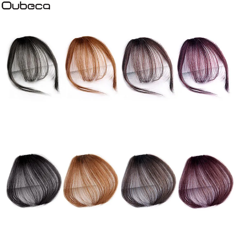 

Oubeca Clip In Synthetic Blunt Air Bangs Thin Invisible Extensions Straight Front Neat Fake Hair Fringes With Temples For Women