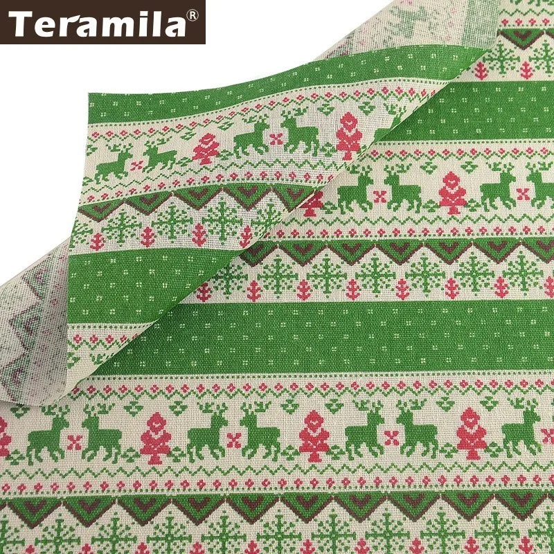 Teramila Merry Christmas Стиль Хлопок Лен Ткань Telas Ankara 4 шт. 45x45 см холст Tissu шитье DIY патчи Подушка занавеска сумка - Цвет: 50cmx145cm