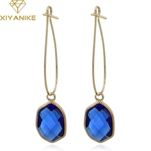 XIYANIKE Fashion Women Classic Luxury Geometry Crystal Statement Drop Earrings for Women Wedding Jewelry Accessories Gift E1443