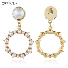 Sweet Girls Earrings Simple Artificial Pearl Geometric Circle Earring Fashion Hollow Shape Pendant Ear Jewelry For Women Sweet Girls Earrings Simple Artificial Pearl Geometric Circle Earring Fashion Hollow Shape Pendant Ear Jewelry For Women