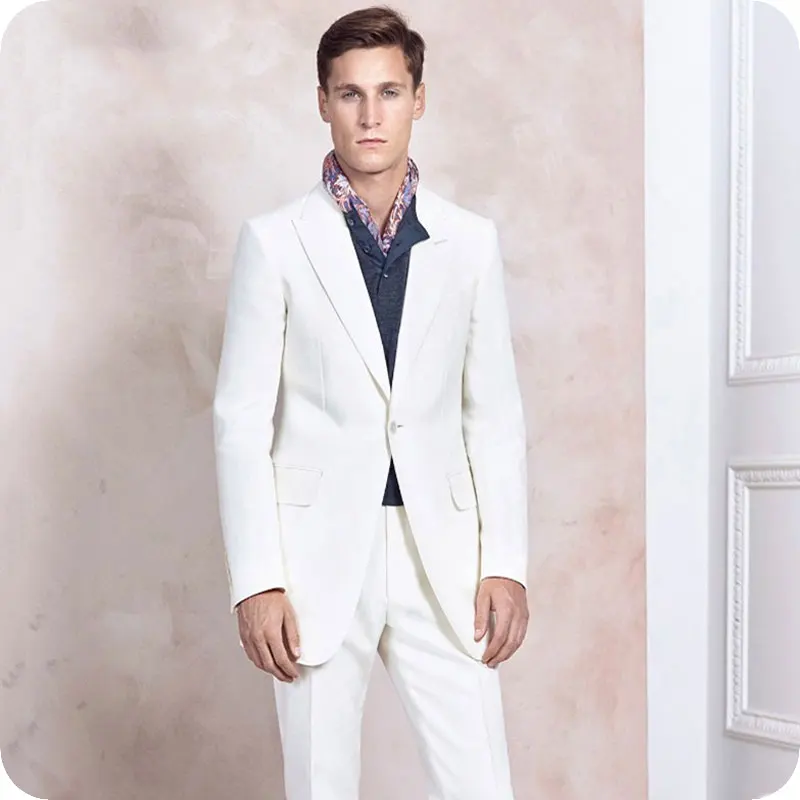 

Ivory Men Wedding Suits Slim Fit Suits Man Blazers Wide Peaked Lapel Groom Tuxedo Terno Masculino Prom Suit Evening Party 2Piece