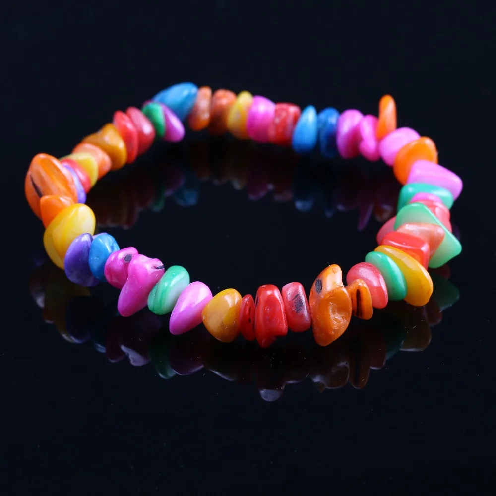 Hot Sale Natural Shell Bracelet Colorful Charms Elastic Rope Colorful
