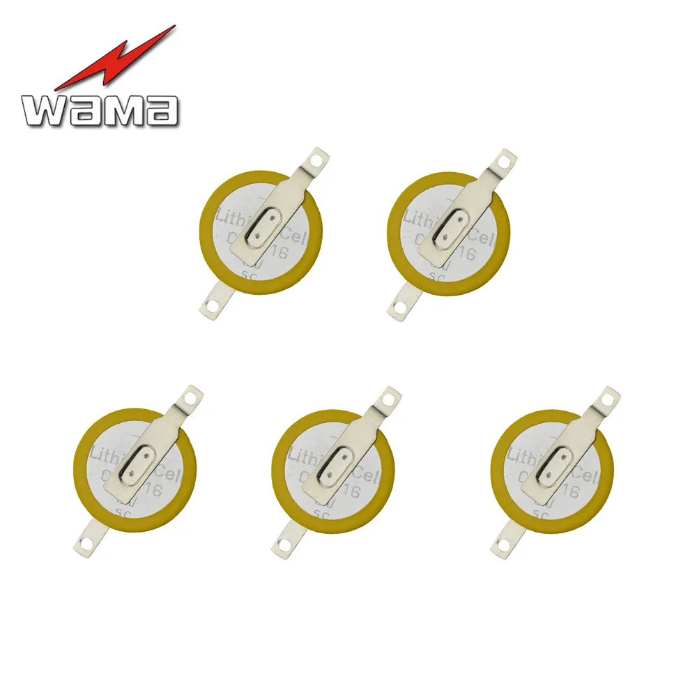 

5x Wama CR1616 Button Cell Batteries Tabs 3V 2 Feet Welding Solder Pins 50mAh 1616 ECR1616 LM1616 Coin battery