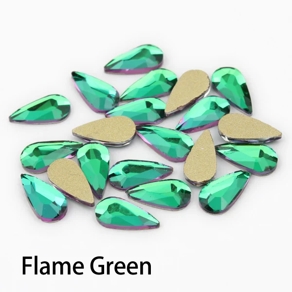 3D ногтей Стразы 30/100 шт 10 цветов драгоценные камни Flatback камни для ногтей художественные украшения сделай сам Набор для маникюра со стразами в форме капли воды Форма - Цвет: Flame Green