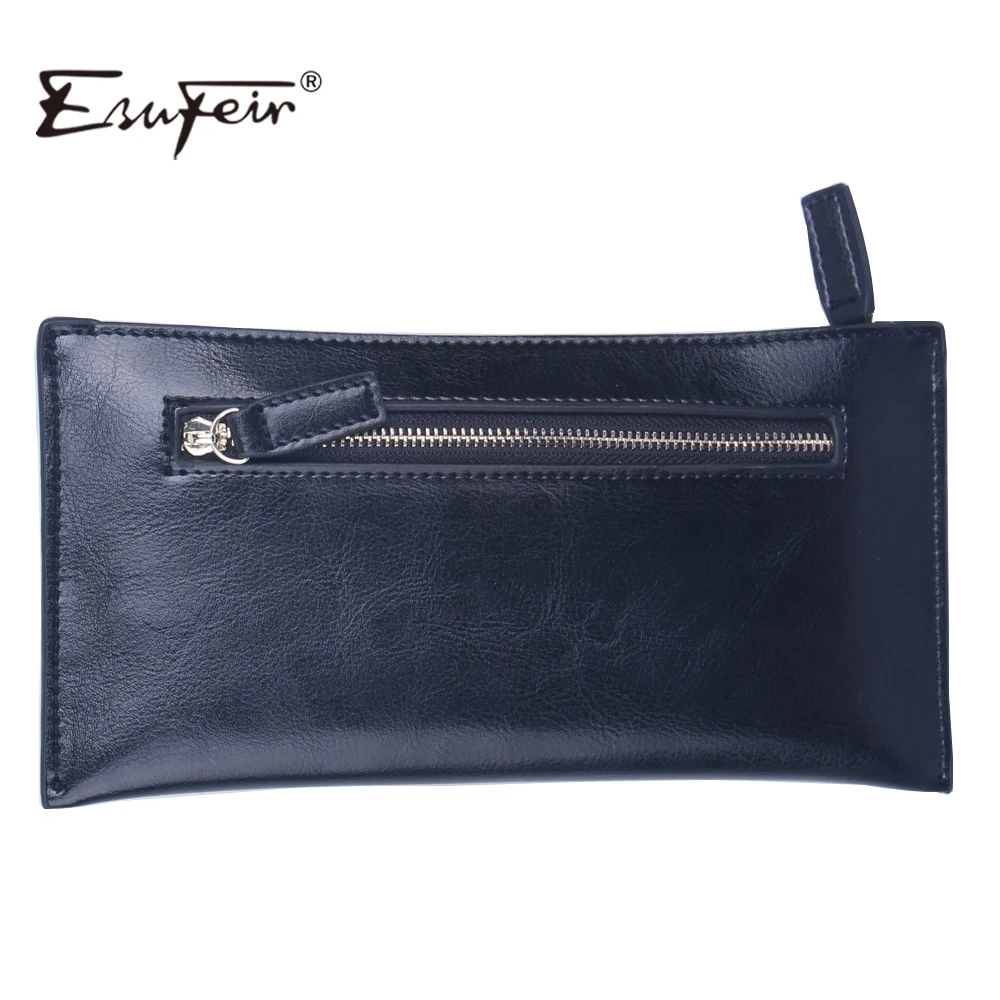 ESUFEIR Microfiber Synthetic Leather Women Wallet Solid Zipper wallet Purse multiple cards holder Clutch Women Standard Wallet