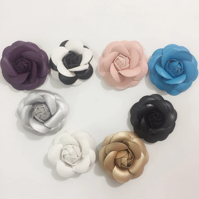 

65MM 20Pcs ( Handcrafted & Pu Leather Cloth ) PU Cloth Flower Art Camellia Jewelry Findings&Garment Accessories