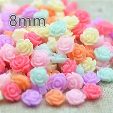 8mm resina plana volta flores cabochons, arte do prego decoração flores, diy miniaturas de artesanato em casa, 100 peças