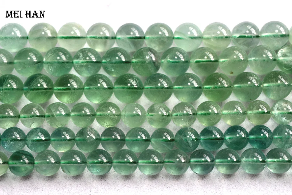 Meihan настоящие 10 мм, 12 мм амулеты зеленый флюорит Гладкие Круглые бусины камень для ювелирных изделий Сделай Сам дизайн модный камень