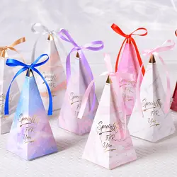 Каваи свадебные коробки конфет с лентой треугольные пользу подарки casamento Декор сладкий подарок вечерние мешок вечеринок Таблица