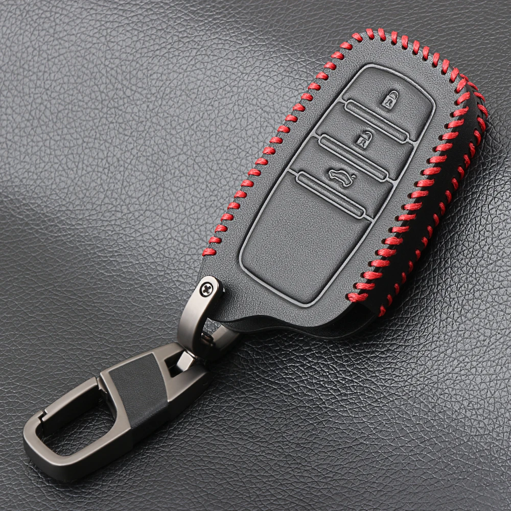 Дистанционный автомобильный чехол для ключей для Toyota Chr C-hr Land Cruiser 200 Avensis Auris Corolla из натуральной кожи 3 кнопки корпус-брелок для ключей