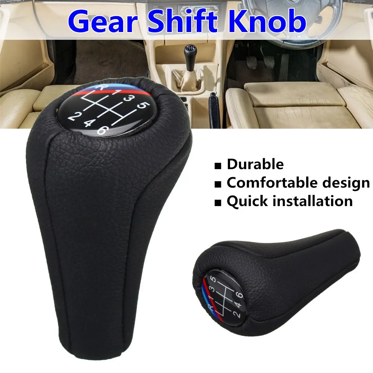 Leather 5 Speed 6 Speed Manual Car Gear Shift Knob For BMW E92 E91 E90 E60 E46 E39 E36 M3 M5 M6 head gear shift knob black silver 5 6 speed mt gear shifter manual for bmw for bmw e30 e32 e36 e46 e39 e34 z3 car accessories