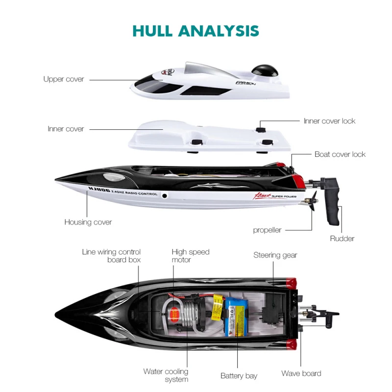 High Speed 35km/h 2.4G 200m Remote Control Distance RC Boat Fast Ship RC Boat Racing Boat Speedboat With Cooling Water System to