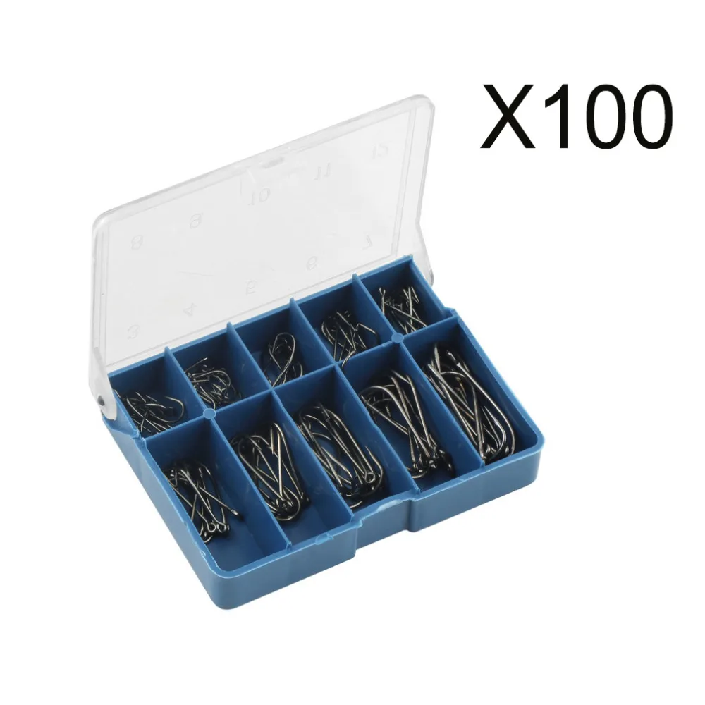 

100 Pcs size 3-12 Carbon Steel Fishing Hook set Fishhooks Durable Fishing Hooks with Hole Carp Fishing Tackle Box Top Quality