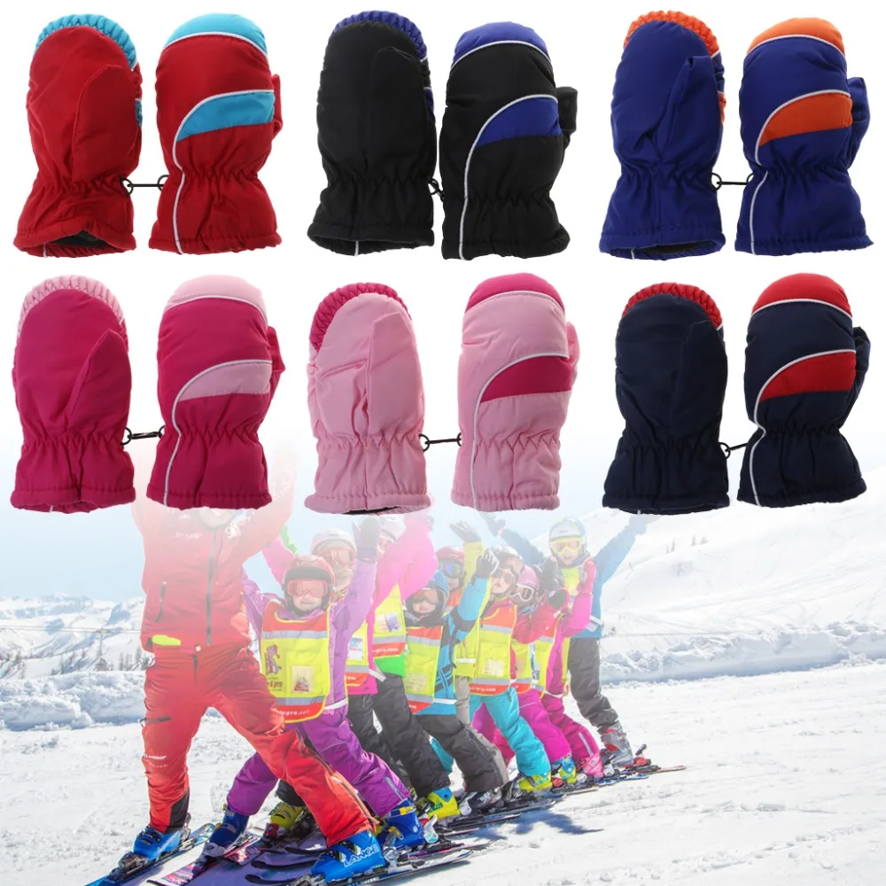 

1 Pair Gloves Kids Children Outdoor Winter Snow Professional Mitten Waterproof Windproof Warm Thick Fleece Full Fingers S