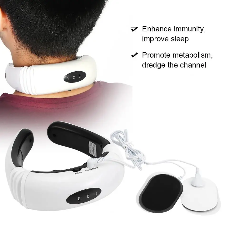 

Electric Shiatsu Cervical Neck Massager Pulse Cervical Vertebra Treatment Magnetic Therapy Double-ring Neck Heath Care Machine