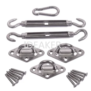 

304 Stainless Steel 8-inch Square Shade Sail Hardware Kit for Sun Shade Sail Installation Super Heavy Duty with Screws