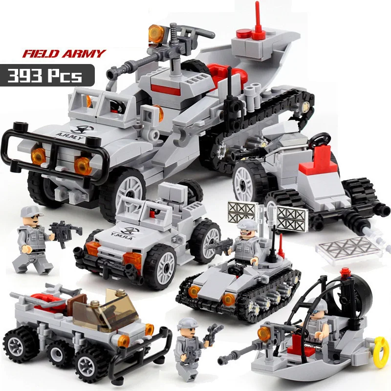 

4in1 Special Force Field Force Heavy Duty Half Tracked Vehicle Building Blocks Compatible Legoings Military Bricks For Kid Toys