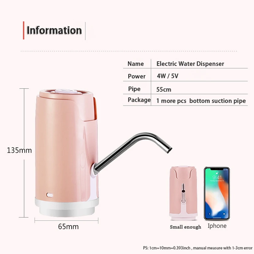 Automatic Bottled Cold Water Dispenser Pump Portable Mini USB Dispensador De Agua Drinking Water Pump For a Bottle