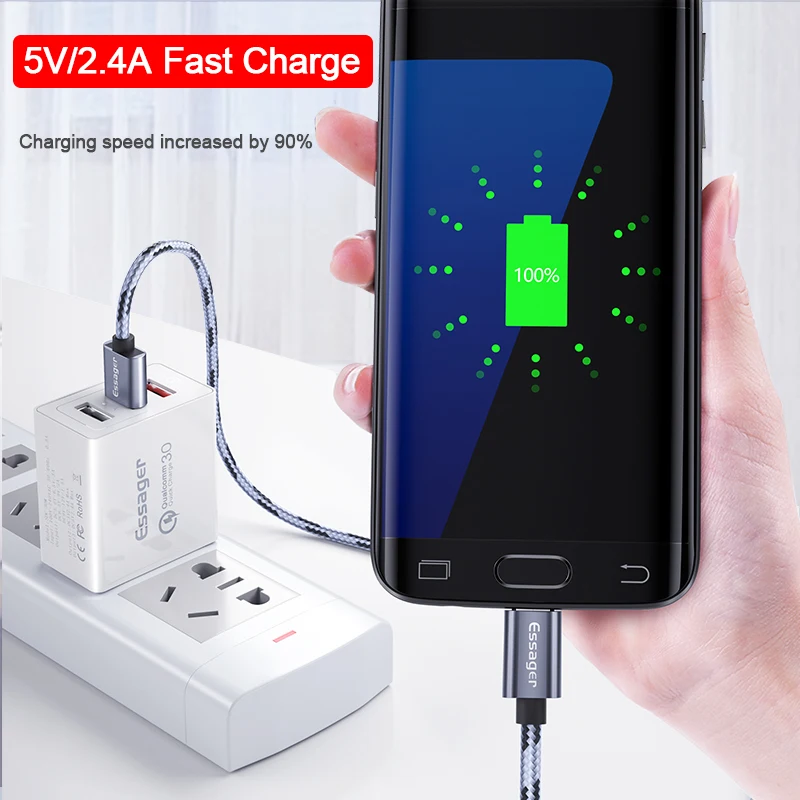 Essager المصغّر usb كابل سريع شحن بيانات كابل الشاحن لسامسونج Xiaomi Redmi ملاحظة 5 سلك Microusb سلك الحبل الهاتف المحمول الكابلات Essager المصغّر usb كابل سريع شحن بيانات كابل الشاحن لسامسونج Xiaomi Redmi ملاحظة 5 سلك Microusb سلك الحبل الهاتف المحمول الكابلات