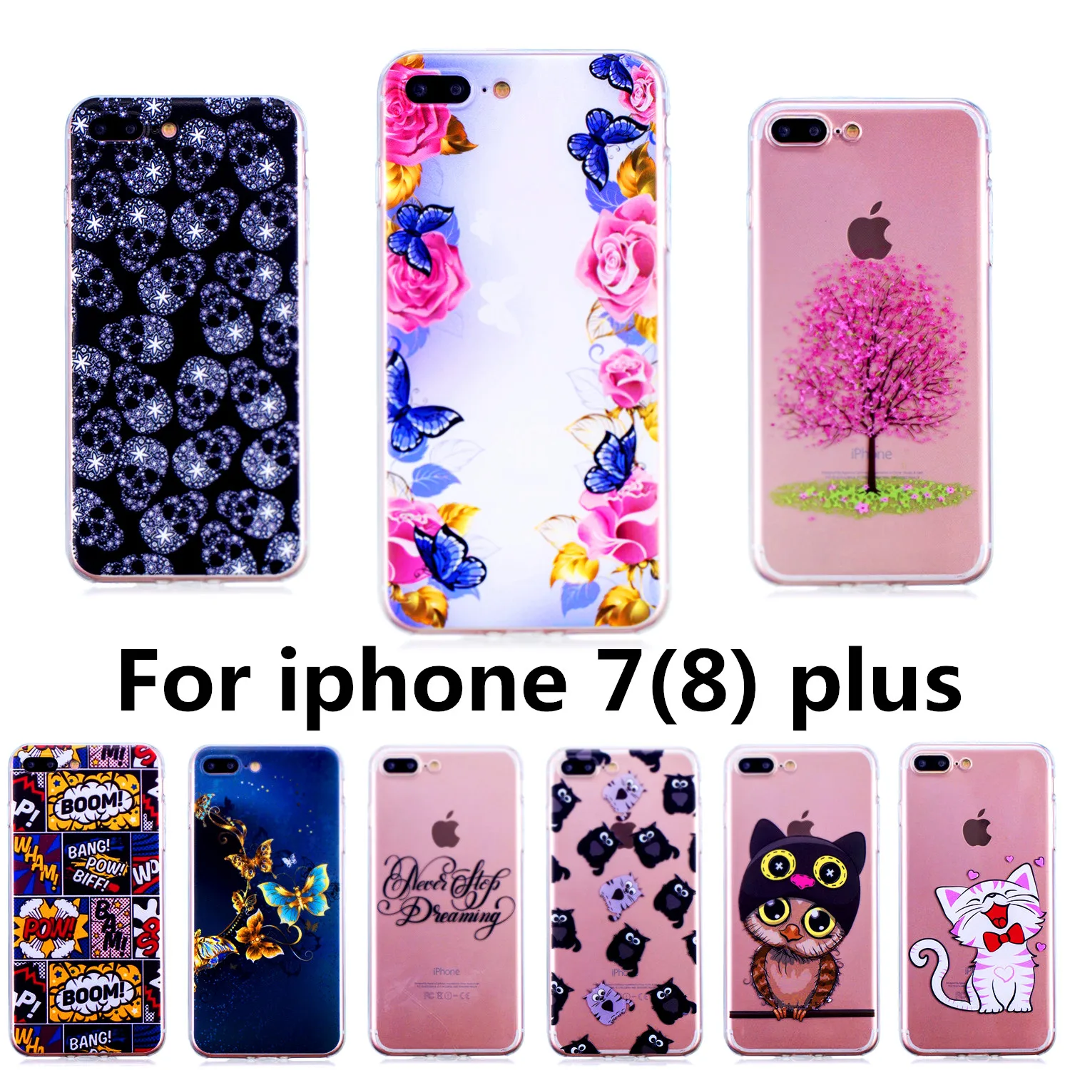 for apple iphone 7 plus 7plus silicone case 8 8plus Skin Coque Bumper cute Colorful Paintings cases capa shell |