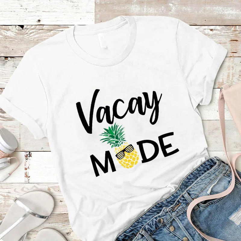 Женская рубашка, свежий ананас, пляжный Графический Топ с фруктами для девушек, женская футболка, футболки, одежда с принтом, футболка - Цвет: GJS8393
