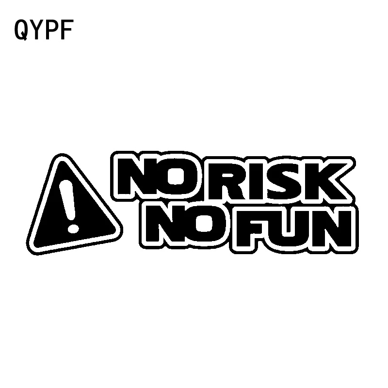 

QYPF 18.8cm*5.8cm Personality Decoration No Risk No Fun Car Sticker Decal Black Silver Vinyl Graphical C15-1545