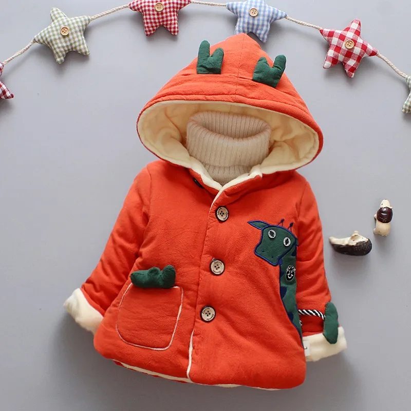 COOTELILI/Детская верхняя одежда; зимнее теплое пальто с капюшоном для мальчиков и девочек; коллекция года; куртки с капюшоном для маленьких девочек; зимняя детская одежда - Цвет: Оранжевый