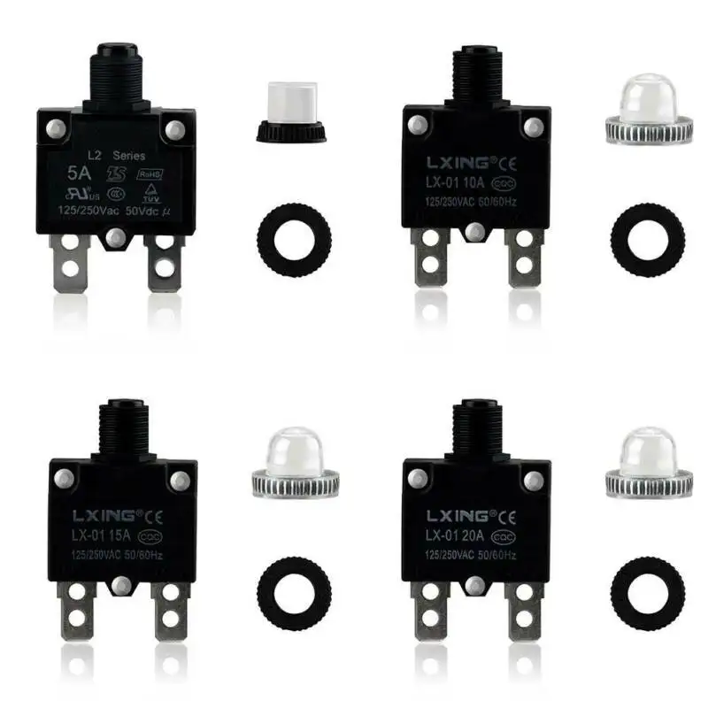 

L2 series 5A -30AMP AC 125/250V Resettable Push Button Thermal Circuit Breaker Panel Mount
