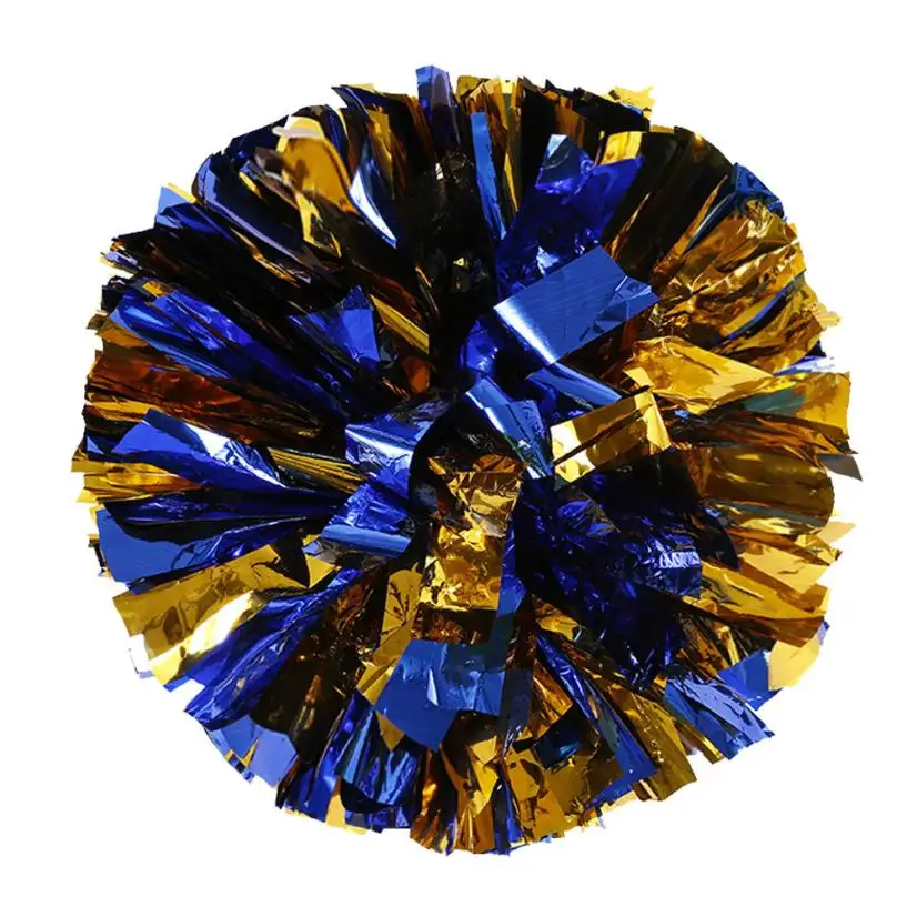 1Pc Cheer Pom Metallic Foil And Plastic Ring Handheld Pom Poms