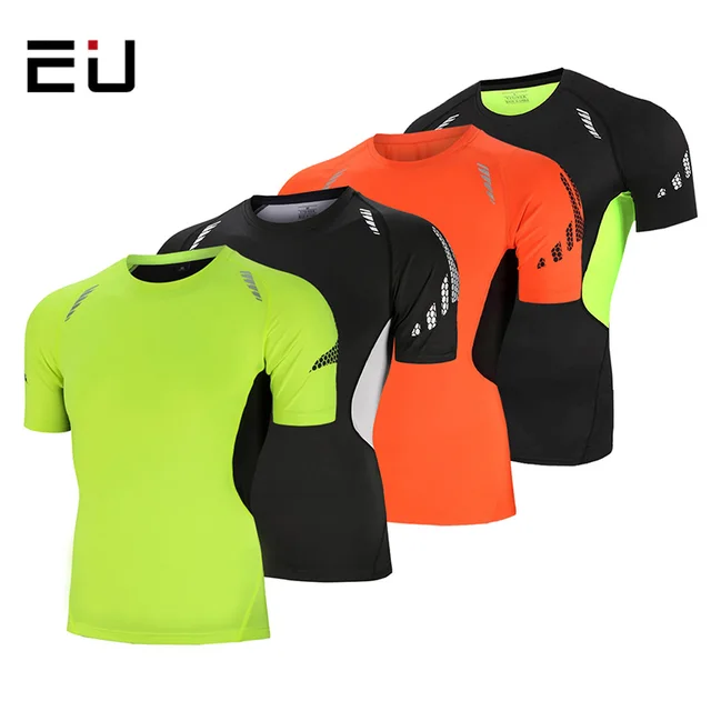EU Running Shirts Men Breathable Quick Dry Fit Sport Training T Shirt