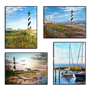 

5D Diamond Embroidery Lighthouse Diamond Painting Scenery Full Square/Round Drill Rhinestones Cross Stitch Mosaic Picture Crafts